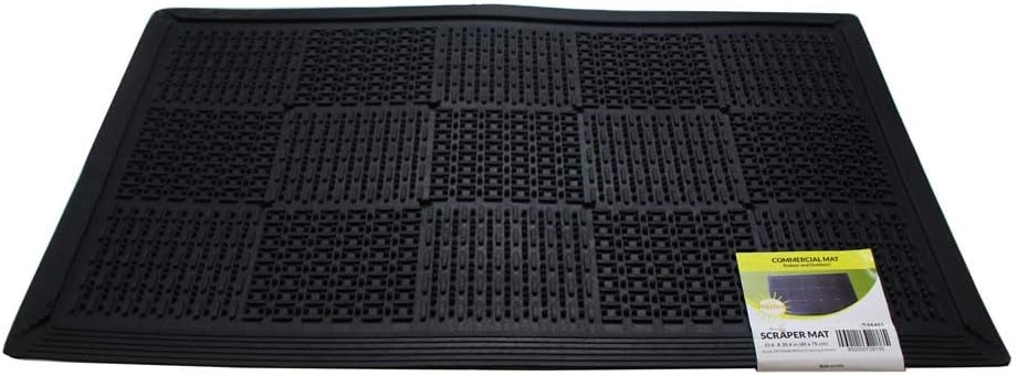 HAWK Heavy Duty Rubber Scraper Mat | Size 18" x 30" (45 x 75 cm) | 9mm Thickness | Anti Slip | Anti Fatigue | Great For Cleaning Boots & Shoes