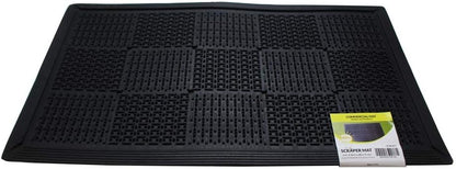 HAWK Heavy Duty Rubber Scraper Mat | Size 18" x 30" (45 x 75 cm) | 9mm Thickness | Anti Slip | Anti Fatigue | Great For Cleaning Boots & Shoes