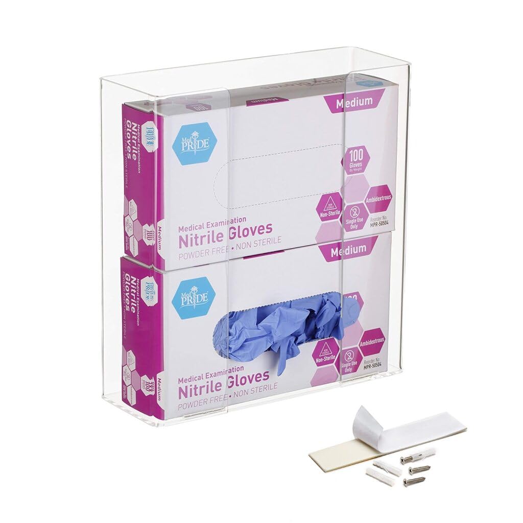 AdirMed VivaEssentials Double Glove Box Holder, Wall Mount or Free Standing Black Acrylic Glove Holder