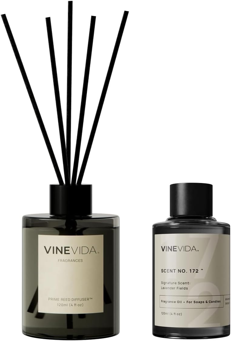 VINEVIDA | White Tea & Sage | Reed Diffuser for Home & Bathroom | Long-Lasting Scent Sticks Set | Oil Stick Diffuser | Bathroom Scent