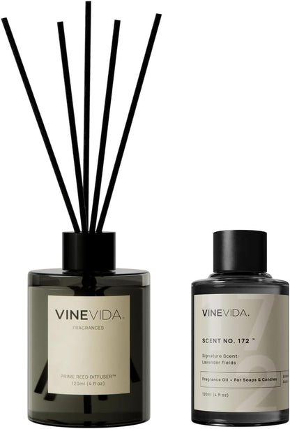 VINEVIDA | White Tea & Sage | Reed Diffuser for Home & Bathroom | Long-Lasting Scent Sticks Set | Oil Stick Diffuser | Bathroom Scent