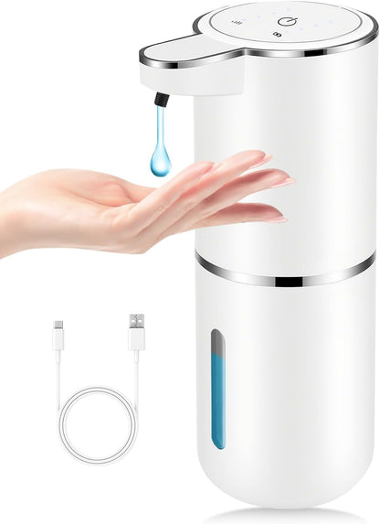 2 Pack Automatic Soap Dispensers,12.8oz/380ml USB Touchless Automatic Foaming Soap Dispenser,Rechargeabled Wall Mounted Smart Soap Dispenser for Bathroom Kitchen Dish Soap