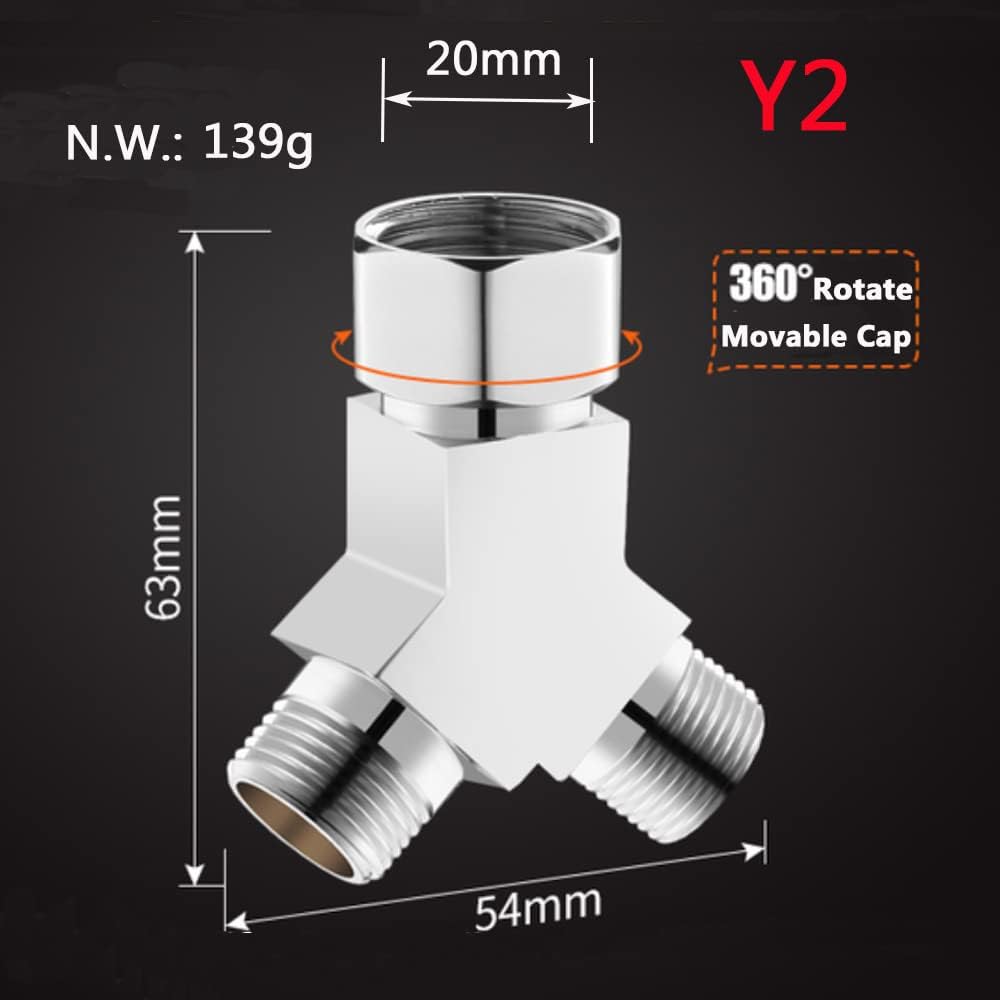 Water Diverter Fitting Adapter, Add-A-Tee G1/2" Hose Connector Adapter for Angle Valve adapter, Shower arms, Toliet Bidet Sprayer, Hose Pipe Fittings (3 Way T2)
