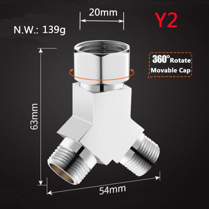 Water Diverter Fitting Adapter, Add-A-Tee G1/2" Hose Connector Adapter for Angle Valve adapter, Shower arms, Toliet Bidet Sprayer, Hose Pipe Fittings (3 Way T2)