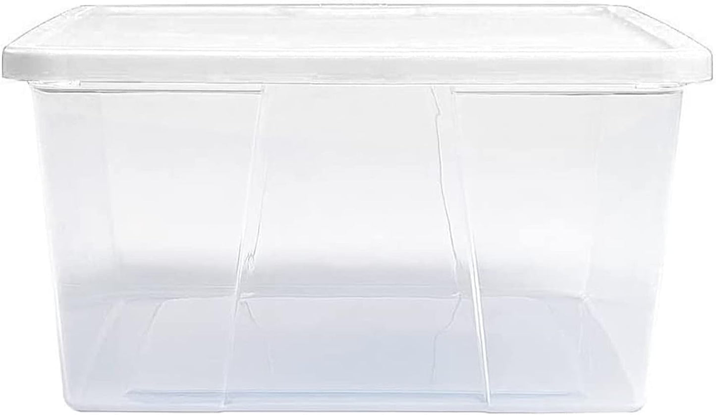 HOMZ 2-Pack Snaplock, Small Clear Plastic Storage Organizer Bins w/ Lids, 28 Quart, Gray - Stackable Container Boxes for Bedroom, Bathroom, Garage, and Office Organization