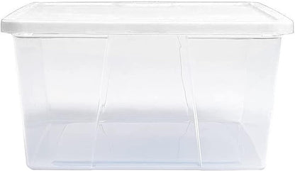 HOMZ 2-Pack Snaplock, Small Clear Plastic Storage Organizer Bins w/ Lids, 28 Quart, Gray - Stackable Container Boxes for Bedroom, Bathroom, Garage, and Office Organization