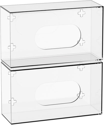 Yieach Acrylic Glove Holder for Wall Mount With Adhesive,No-Drill Latex Glove Box & Dispenser,Disposable Medical Rubber Glove Holder on Wall & Hanging Hospital Hair Net,Mask,Gloves Rack,Clear,1 Pack