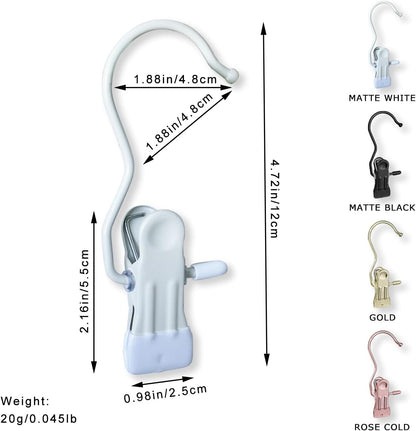 Hangers Clips,Stainless Hooks for Closet Hooks,Heavy Duty Clothespins Laundry Hanging Hooks,Travel Portable Clothes,Boot Tall Towel Hats Socks Pants and Bras (10, Matte Black)
