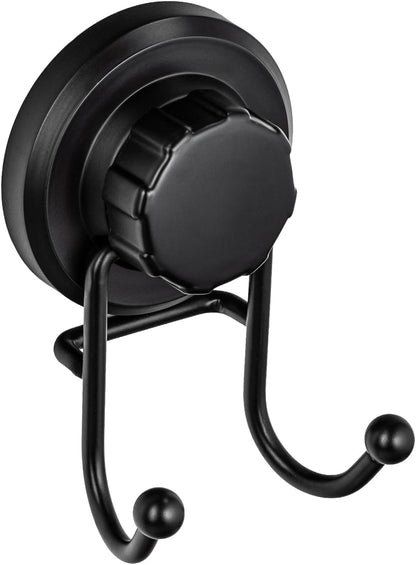 HASKO accessories - Suction Cup Hooks for Shower - Towel Hooks for Bathroom Wall Mounted Shower - Bathroom Hooks for Hanging - Stainless Steel SS304 Towel Holders, Black (2 Pack)