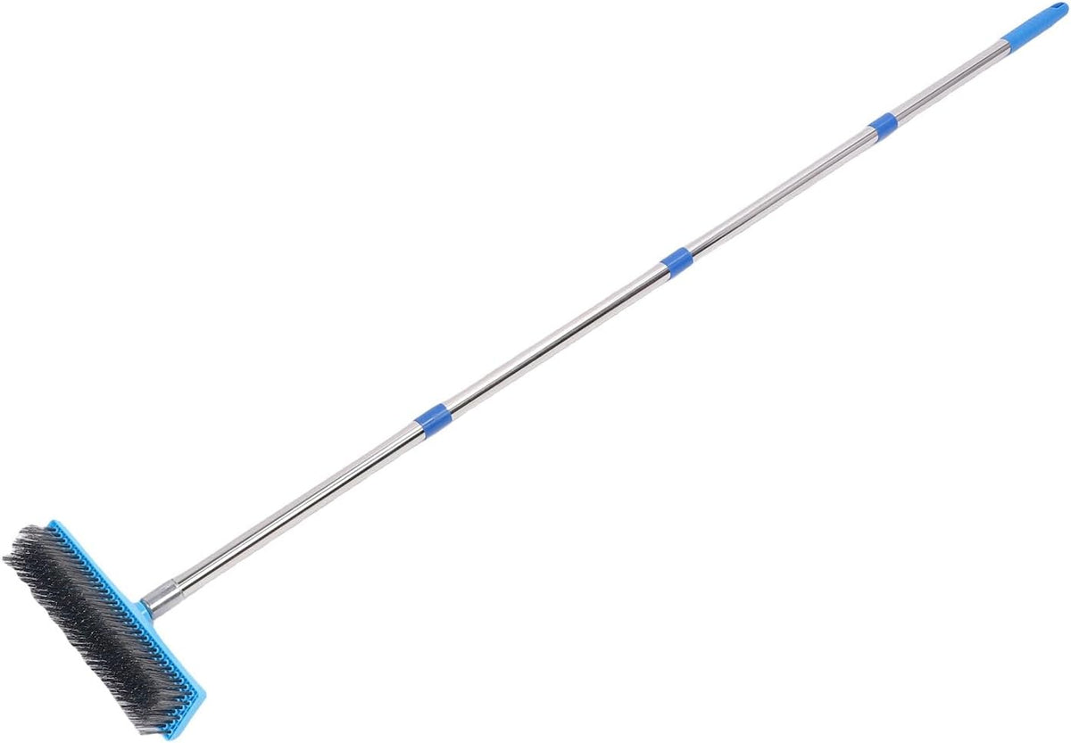 Heavy Duty Wire Brush, Heavy Duty Stainless Steel Metal Broom for Outdoor Floor Cleaning, Long Telescopic Handle for Patios and Decks (63 in)