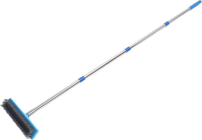 Heavy Duty Wire Brush, Heavy Duty Stainless Steel Metal Broom for Outdoor Floor Cleaning, Long Telescopic Handle for Patios and Decks (63 in)