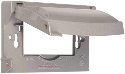 BELL MX1250S 1-Gang Flip Weatherproof Cover, Universal Metal 12-in-1 Outlet Outdoor Receptacle Protector, Vertical/Horizontal, Gray