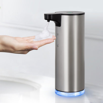 LAOPAO Automatic Soap Dispenser Foaming: Rechargeable Touchless Soap Dispenser Stainless Steel Foam Soap Dispenser for Bathroom Hand Soap Pump for Kitchen Xmas Gift, 9oz, White