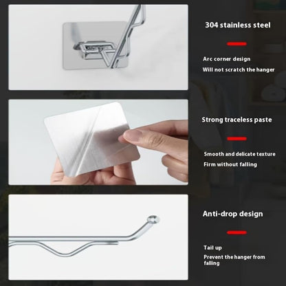 2PCS Wall Mounted Drying Rack Laundry Room Organization Clothes Hanger Rack Stainless Steel Folding Clothes Drying Racks Wall-Mounted Adhesive Balcony Tool Hanger Racks Space Saving