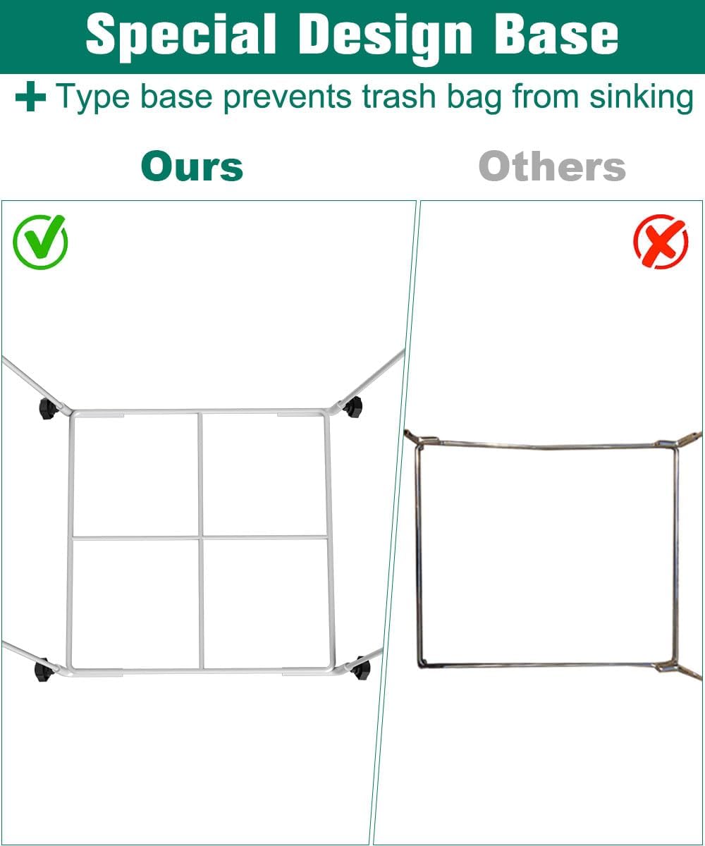 Outdoor Trash Bag Holder Stand - Heavy Duty Metal Garden Garbage Bag Support Frame for 30-45 Gallon Capacity, Multi-Use Portable Yard Leaf Bag Stand for Leaves, Weeding, Lawn Party, Green