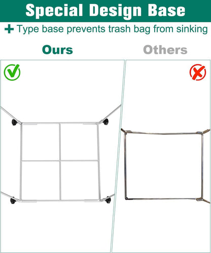 Outdoor Trash Bag Holder Stand - Heavy Duty Metal Garden Garbage Bag Support Frame for 30-45 Gallon Capacity, Multi-Use Portable Yard Leaf Bag Stand for Leaves, Weeding, Lawn Party, Green