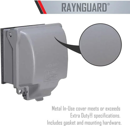 TayMac MX3200 RaynGuard Extra Duty Metal Weatherproof in-Use Cover, 1-Gang, Gray, 3.55 x 3.37 x 6.12 inches