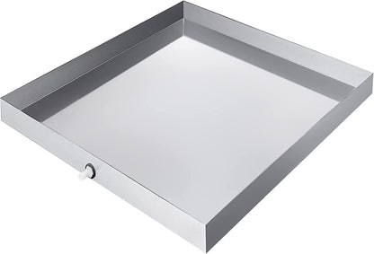 VEVOR 32 x 30 x 2.5 Inch Washing Machine Pan 18 GA Thickness Galvanized Steel Heavy Duty Compact Washer Drip Tray with Drain Hole & Hose Adapter