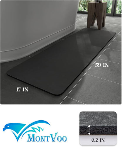 MontVoo -Bath Mat-Rubber Backing Non SlipThin Bathroom Rugs Fit Under Door- Quick Dry Absorbent Faux Suede Surface Grey Bathroom Floor Mats-Shower Rug for in Front of Bathtub Shower Gray 16x24