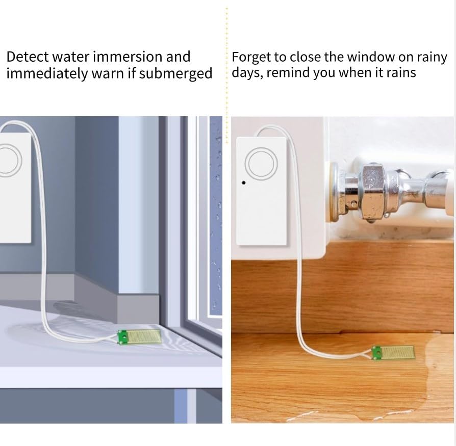 Water Leak Detector 120dB Alarm, High Sensitivity Flood Level Sensor for Basement, Sump Pump, Washing Machine - Battery Operated (9V Not Included)