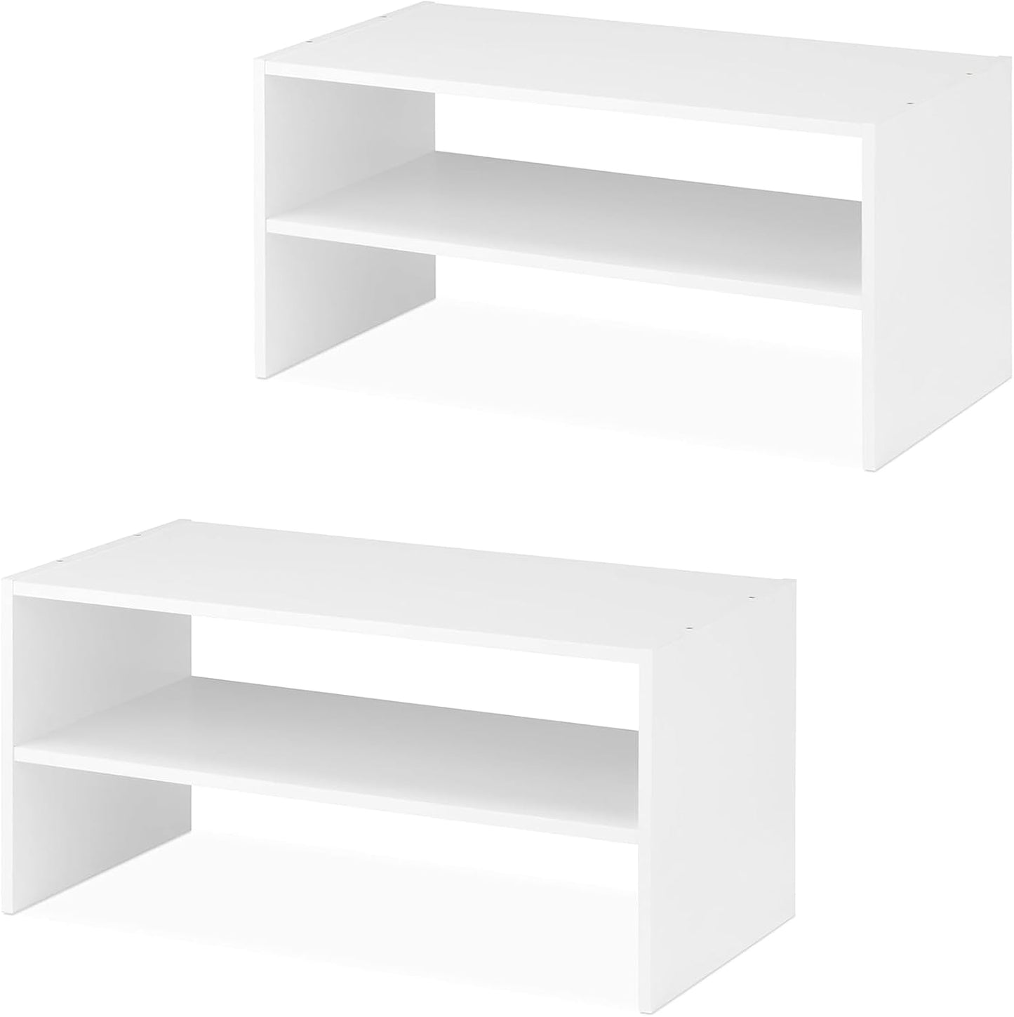 Whitmor Wood Stackable 2-Shelf Shoe Rack, White, 24 inches