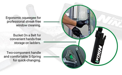 Unger Commercial ErgoTec Advanced Window Cleaning Ninja Kit 4-in-1 – Squeegee, Scrubber, Tool Holder, Microfiber Cloth – Professional Indoor/Outdoor Window Cleaning Equipment, WNK12
