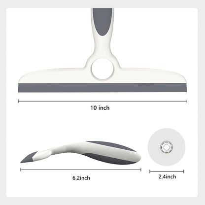 Shower Squeegee for Glass Doors & Walls - 10" Squeegee with Adhesive Hook - Pack of 2/Gray