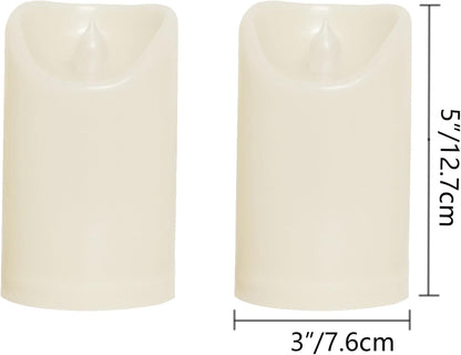 CANDLE CHOICE Waterproof Outdoor Battery Operated Flameless Candles with Remote Timer Plastic Flickering Fake Electric LED Pillars for Lantern Garden Wedding Christmas Decorations 3x4 Inches 3 PCS