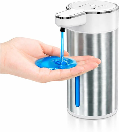 Automatic Foaming Soap Dispenser Touchless, 304 Stainless Steel Hand Soap Dispenser, USB Rechargeable, 4 Adjustable Levels, 13.5 oz (400 ml), for Kitchen & Bathroom (Black, Foam)