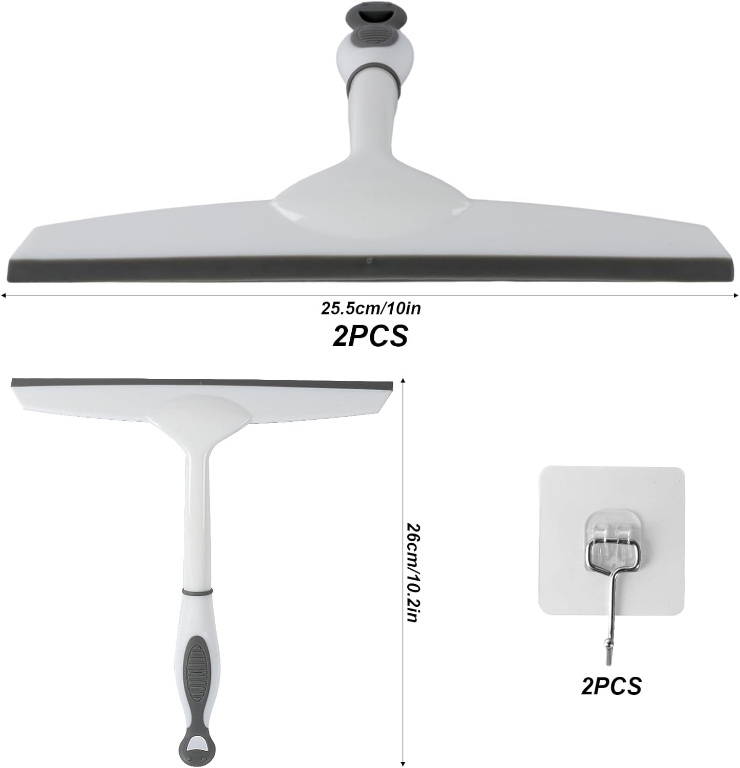 2 Pcs Shower Squeegee for Shower Glass Doors,Car Window Windshield Mirror Tile Cleaner Cleaning Wiper Squeegees Tool with Hook, Window Cleaning Shower Glass Squeegees