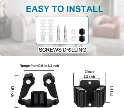 JAMEND CLXP 24PCS Broom and Mop Holder, Heavy Duty Garden Tool Organizer Rack Rake and Shovel Handle, Stainless Steel Mop Hanger. Wall Mounted with Screws.Matte Black