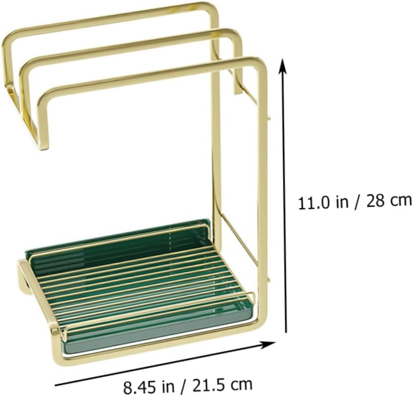VICASKY Punch Wall Mounted Kitchen Drain Stand with Gold Iron Construction Multifunctional Storage Rack for Sponge and Cloth Space Saving Accessory for Organized Cleaning Tools