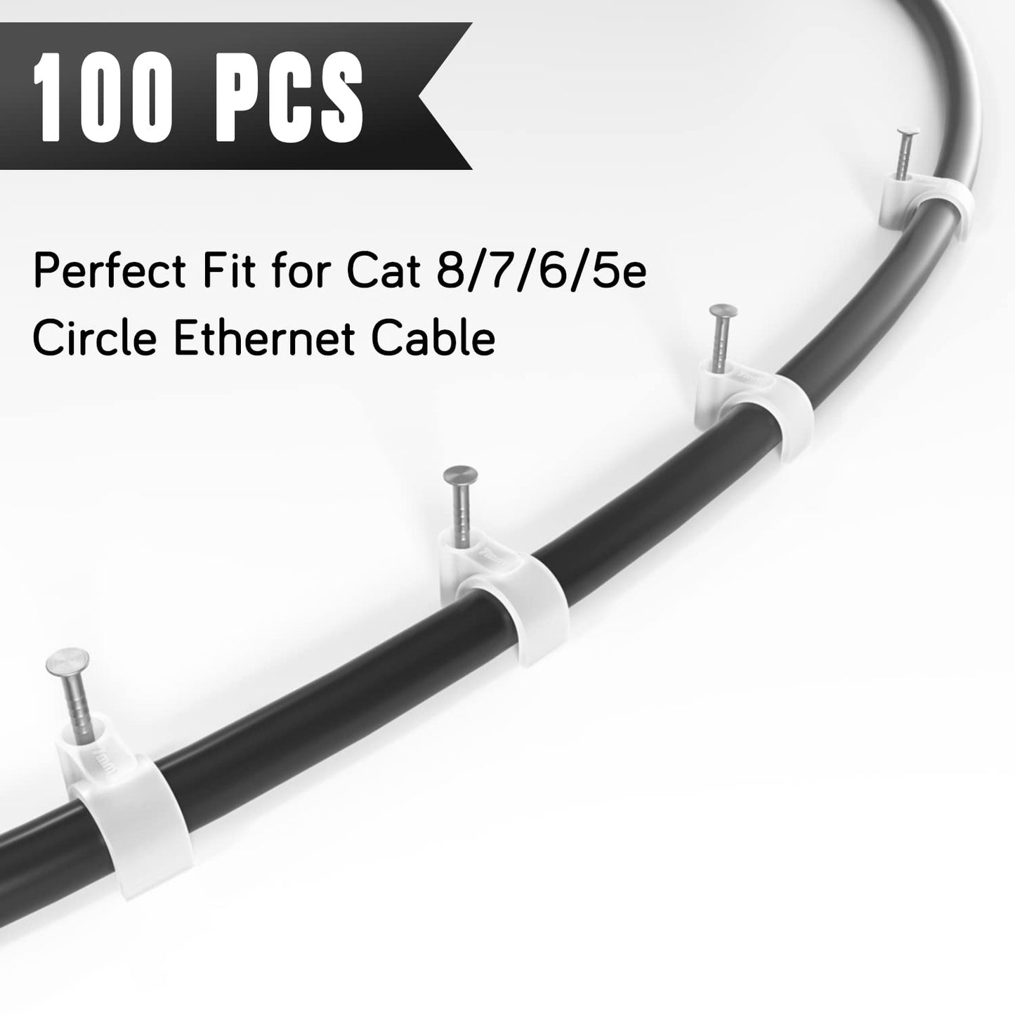CableGeeker 50Pcs Adhesive Cable Clips, Cord Management Clips Wire Holders for Cords Cable Holder Clip Cable Management Clips for Under Desk/Car/Wall/TV/PC/Ethernet Cable (Black)