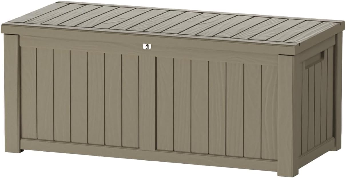 Outdoor Storage Box 325GAL Waterproof Resin Deck Box,Pool Accessories Supplies，UV-Resistant Lockable Package Delivery Bin for Garden Tools,Large Patio Outside Cushions,Chest,Furniture,Black