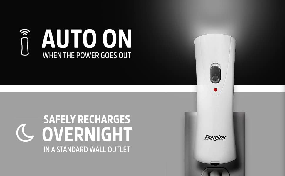 Energizer Auto-On LED Flashlights Rechargeable (3-Pack) for Home Power Failure, Plug in LED Flashlight for Power Outage, Night Light, Hurricane Preparedness