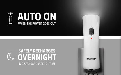 Energizer Auto-On LED Flashlights Rechargeable (3-Pack) for Home Power Failure, Plug in LED Flashlight for Power Outage, Night Light, Hurricane Preparedness