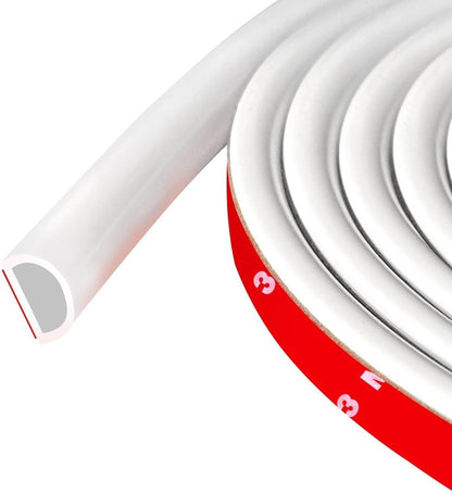 Weather Stripping Door Seal Self Adhesive Weather Strip Silicone D Shaped Door Seal Strip for Door Frame/Window Seal, 20Ft, Brown (3/8" W × 1/4" T)
