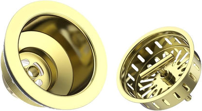 KONE 3-1/2 Inch Kitchen Sink Drain Strainer Assembly Made by All Stainless Steel with Strainer Basket/Drain Stopper, Replacement for Standard Commercial Drains