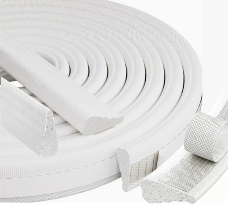 118" Soundproof Door Weather Stripping - Wedge Foam Seal Strip for Door/Window, Self-Adhesive Noise Blocker (White)