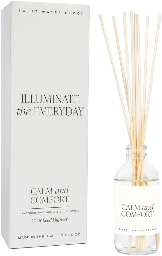 Sweet Water Decor Salt & Sea Reed Diffuser Set - Sea Salt Citrus & Musk Amber Scent Diffuser - Reed Diffusers for Home with Long Lasting Fragrance - Non-Toxic Oil Reed Diffuser - Made in the USA