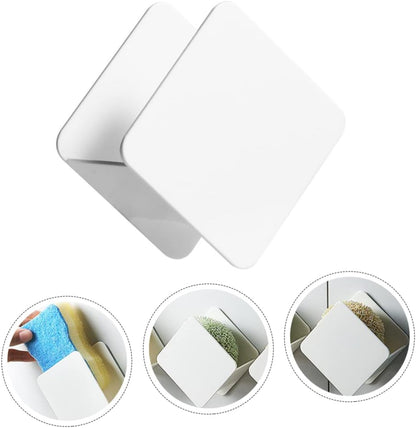 PRETYZOOM 2pcs Punch Wall-mounted Sponge Holder Kitchen Sink Storage Rack for Cleaning Cloths and Soap Draining Design for Organized Kitchen and Bathroom Use