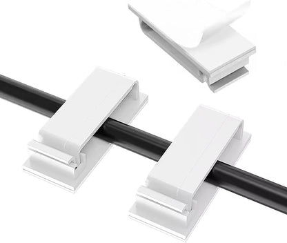 40 pcs Cable Clips with Strong Self-Adhesive, Outdoor Light Clips, White Cord Wire Clips, Nylon Cord Wall Finisher Wire Clamp for Home, Car, Office Desk Wire Management (White, XL-40 PCS)