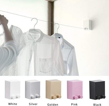 BESy Retractable Clothesline ABS case+Aluminum Dryer with Adjustable Stainless Steel Double Rope String Hotel Style Heavy Duty,Wall Mounted Method, 13.8 Feets,White