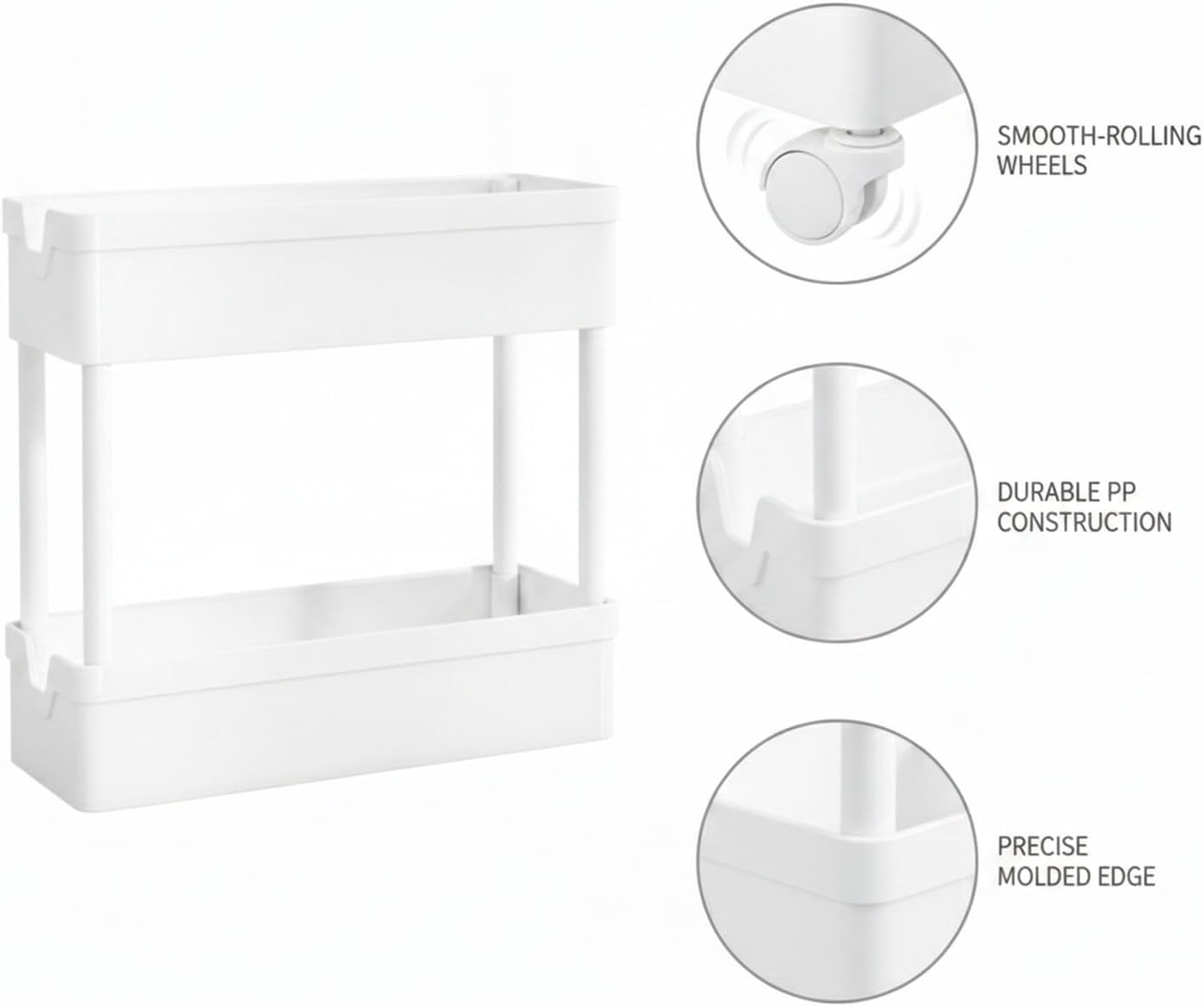 Slim Rolling Storage Cart, 4.7-Inch Wide Mobile Organizer for Narrow Gaps in Kitchen, Bathroom, and Laundry (1 PC)