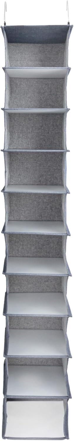 Household Essentials 311322 Hanging Shoe Storage Organizer for Closets |10 Pocket Shelves | Natural Canvas