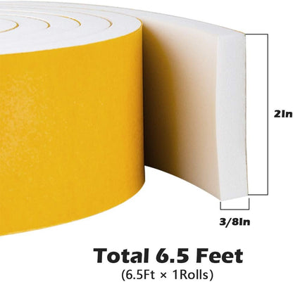 ToLanbbt White Door Window Weather Stripping Self Adhesive Foam Tape High Density Foam Sealing Strip Window Insulation Weatherproof Gasket Tape for Doors and Windows (1/2" W X 1/8" T X 16.5')