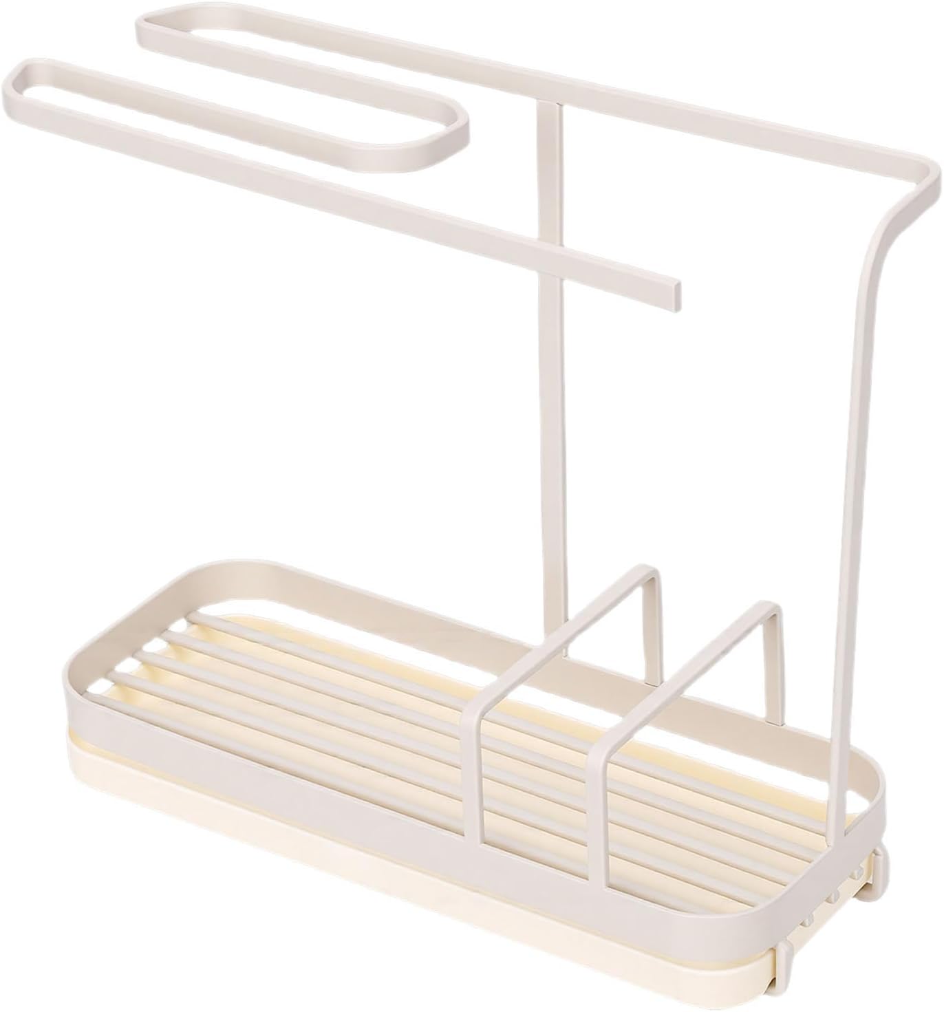 Brrnoo Milk Yellow Sponge Holder with Drainage System – Wall-Mounted Kitchen Sink for Dishcloths & Scrubbers，Metal Rack