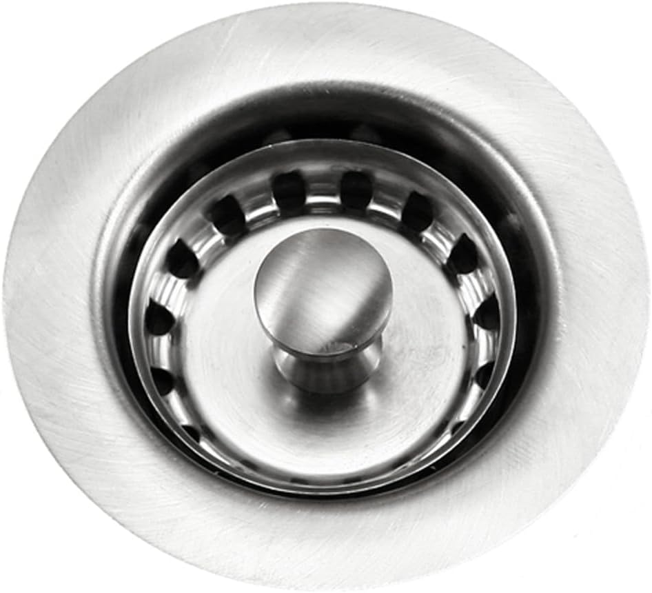 Houzer 190-9300 - 3-1/2 Inch Stainless Steel Deep Cup Kitchen Sink Basket Strainer, Durable Food Catcher Stopper for Metal Kitchen Sink, Ideal for Filtering Waste and Preventing Clogs
