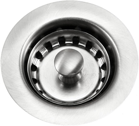 Houzer 190-9300 - 3-1/2 Inch Stainless Steel Deep Cup Kitchen Sink Basket Strainer, Durable Food Catcher Stopper for Metal Kitchen Sink, Ideal for Filtering Waste and Preventing Clogs