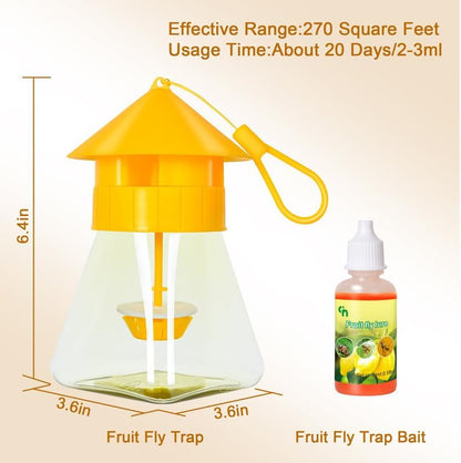 Outdoor Fly Traps with Natural Fruit Fly Bait Refill,Reusable Fruit Flies Trap Jar for Fruit and Vegetable Garden(Only Catch Fruit Trees and Melon Vines Fly)